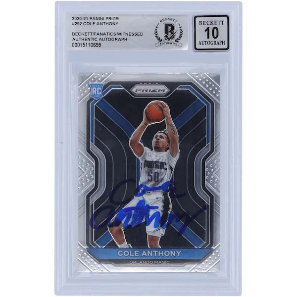 Cole Anthony Signed 2020-21 Panini Prizm #292 Rookie Card | BGS 10