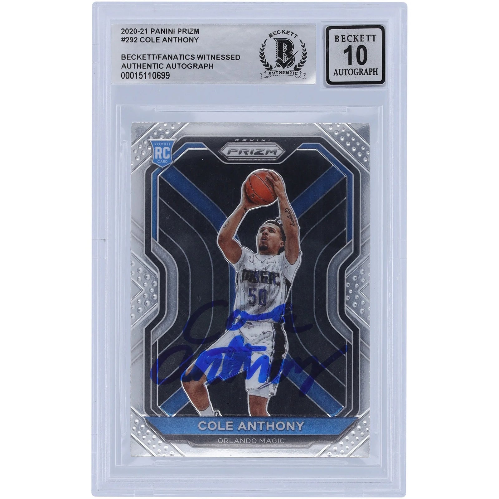 Cole Anthony Signed 2020-21 Panini Prizm #292 Rookie Card | BGS 10