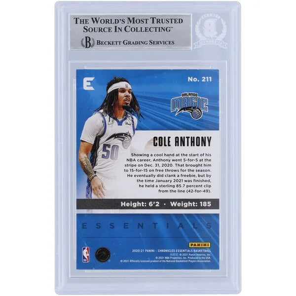 Cole Anthony Signed 2020-21 Panini Chronicles Essentials Rookie Card #211