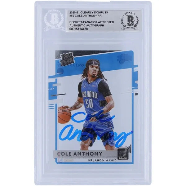 Cole Anthony Signed 2020-21 Panini Donruss Clearly Rated Rookie #52