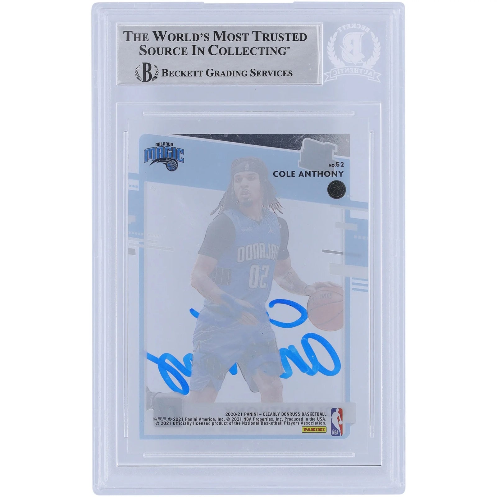 Cole Anthony Signed 2020-21 Panini Donruss Clearly Rated Rookie #52