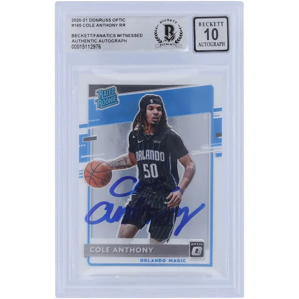 Cole Anthony Signed 2020-21 Panini Donruss Optic #165 | BGS 10 Rookie