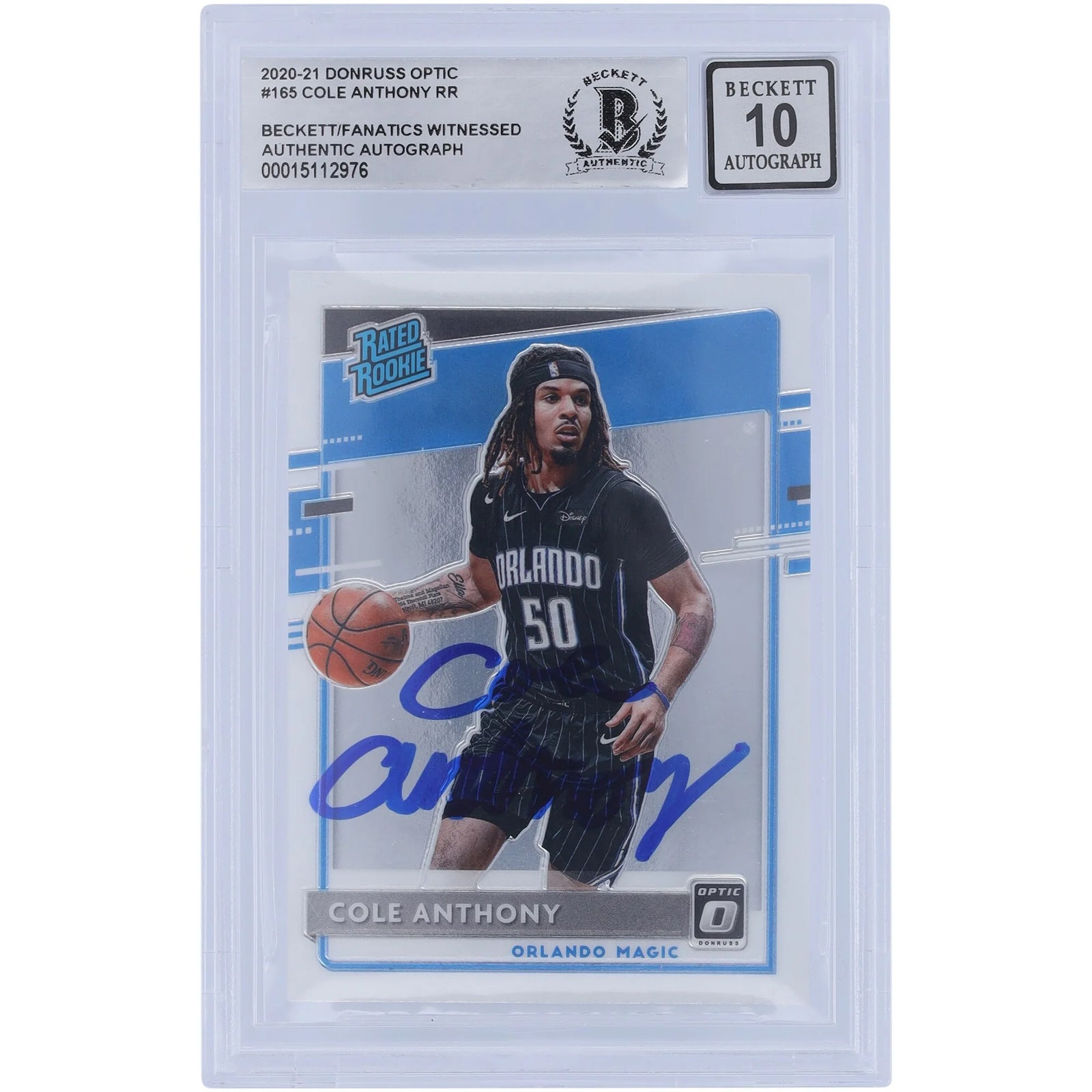 Cole Anthony Signed 2020-21 Panini Donruss Optic #165 | BGS 10 Rookie