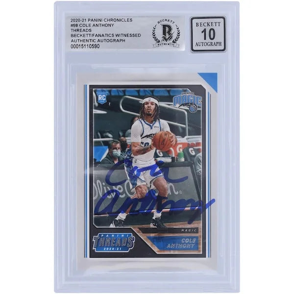 Cole Anthony Signed 2020-21 Panini Chronicles Threads #98 Rookie Card | BGS 10