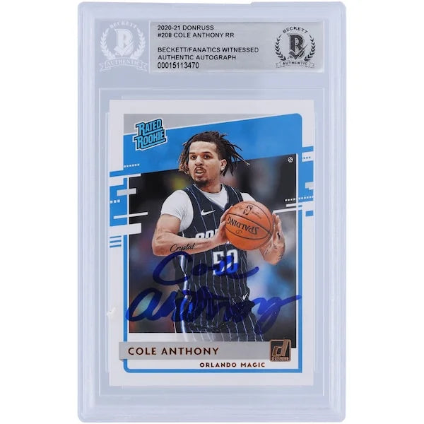 Cole Anthony Signed 2020-21 Panini Donruss Rated Rookie #208 | Beckett Witnessed