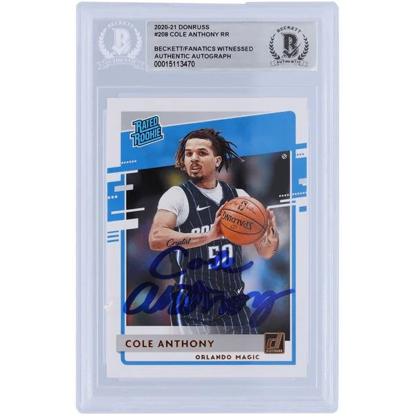 Cole Anthony Signed 2020-21 Panini Donruss Rated Rookie #208 | Beckett Witnessed