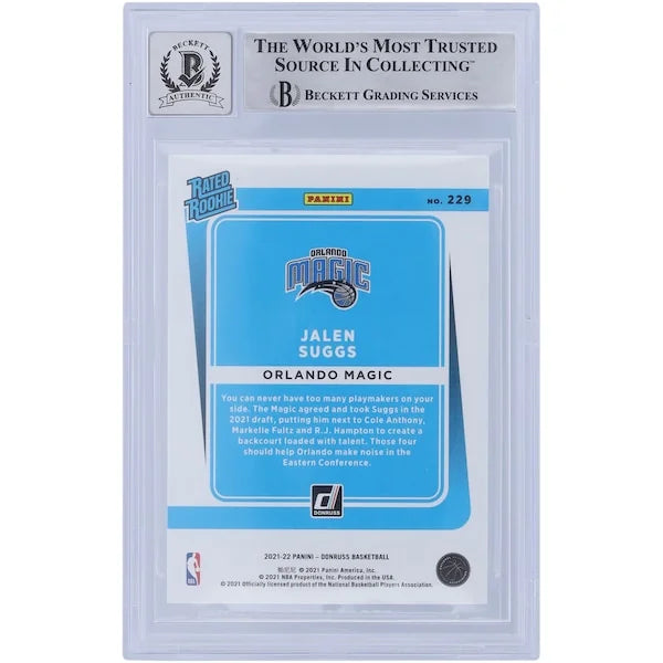 Jalen Suggs Signed 2021-22 Panini Donruss Rated Rookie #229 | BGS 10 with 2021 Inscription