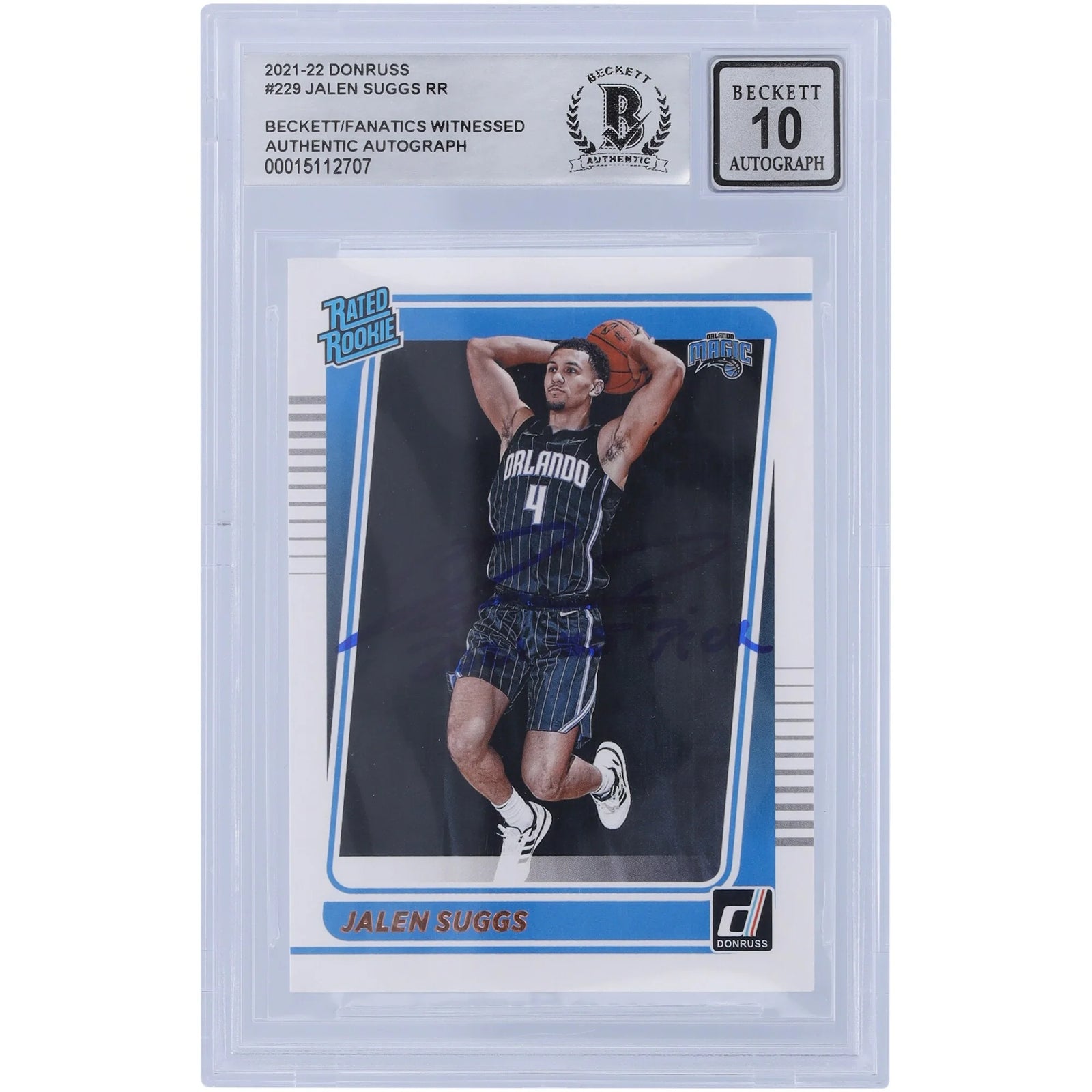 Jalen Suggs Signed 2021-22 Panini Donruss Rated Rookie #229 | BGS 10 with 2021 Inscription