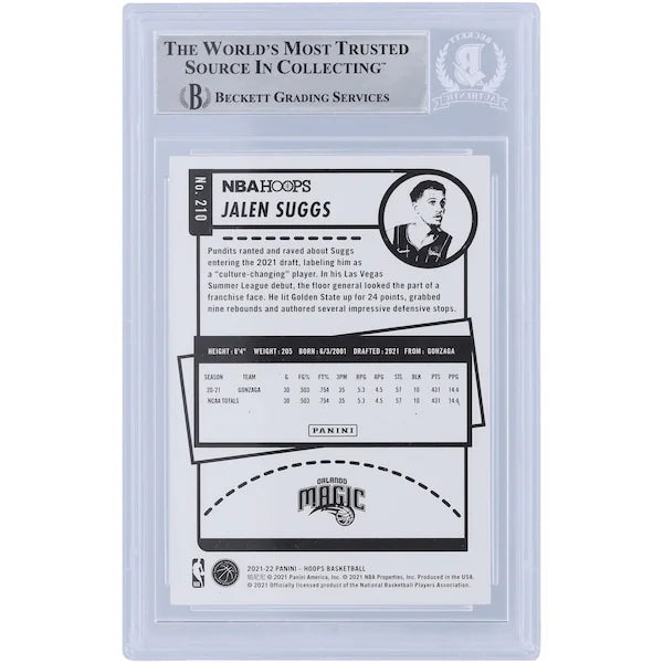 Jalen Suggs Signed 2021-22 Panini NBA Hoops #210 Rookie Card | 2021 #5 Pick Inscription