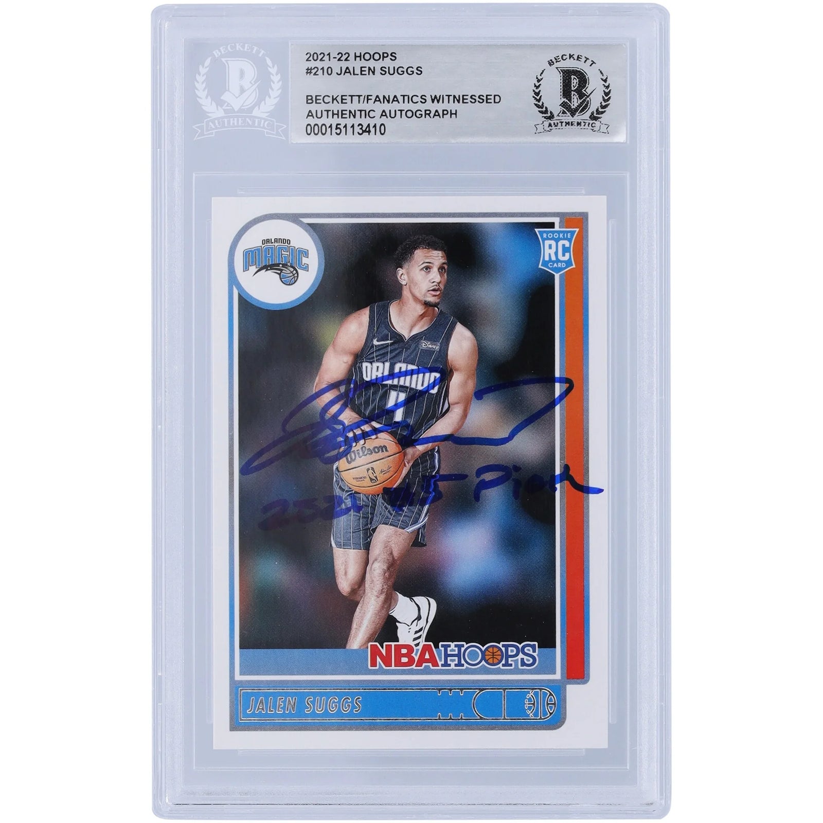 Jalen Suggs Signed 2021-22 Panini NBA Hoops #210 Rookie Card | 2021 #5 Pick Inscription