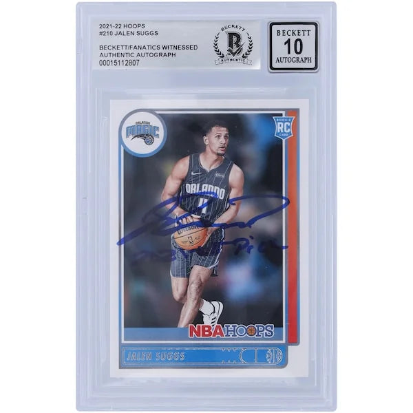 Jalen Suggs Signed 2021-22 Panini NBA Hoops #210 Rookie Card | BGS 10 with 2021 #5 Pick In
