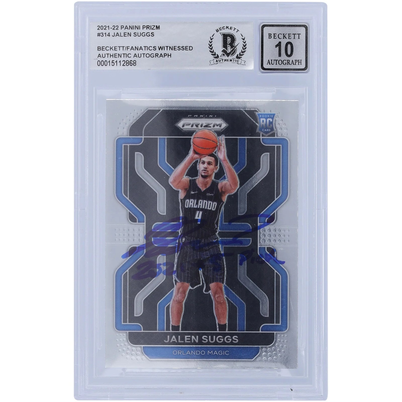Jalen Suggs Signed 2021-22 Panini Prizm #314 Rookie Card | BGS 10 with 2021 Inscription