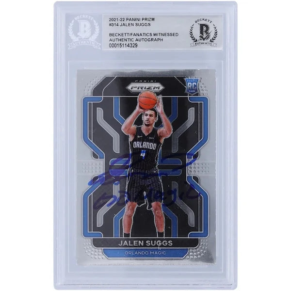 Jalen Suggs Orlando Magic Autographed 2021-22 Panini Prizm #314 Beckett Fanatics Witnessed Authenticated Rookie Card with "Go Magic" Inscription - F2