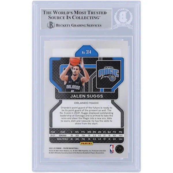 Jalen Suggs Orlando Magic Autographed 2021-22 Panini Prizm #314 Beckett Fanatics Witnessed Authenticated Rookie Card with "Go Magic" Inscription - F2