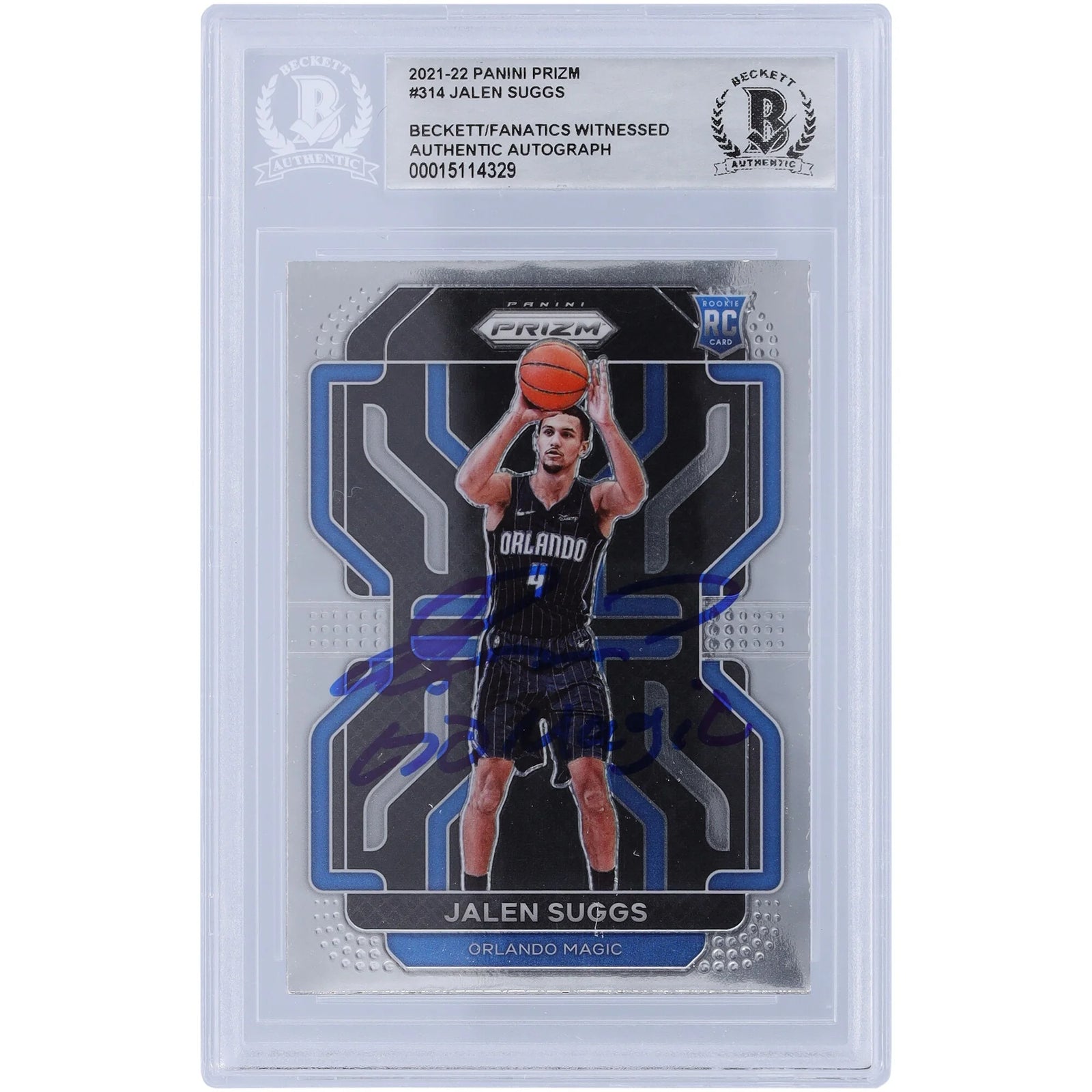 Jalen Suggs Orlando Magic Autographed 2021-22 Panini Prizm #314 Beckett Fanatics Witnessed Authenticated Rookie Card with "Go Magic" Inscription - F2
