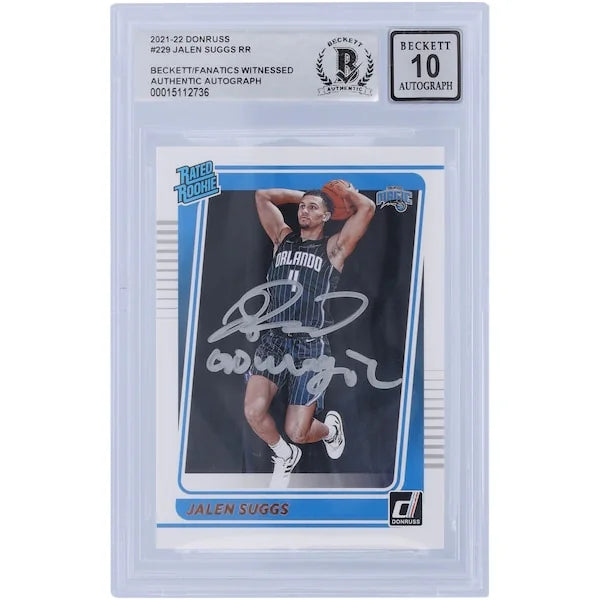 Jalen Suggs Signed 2021-22 Panini Donruss Rated Rookie #229 | BGS 10 with Inscription