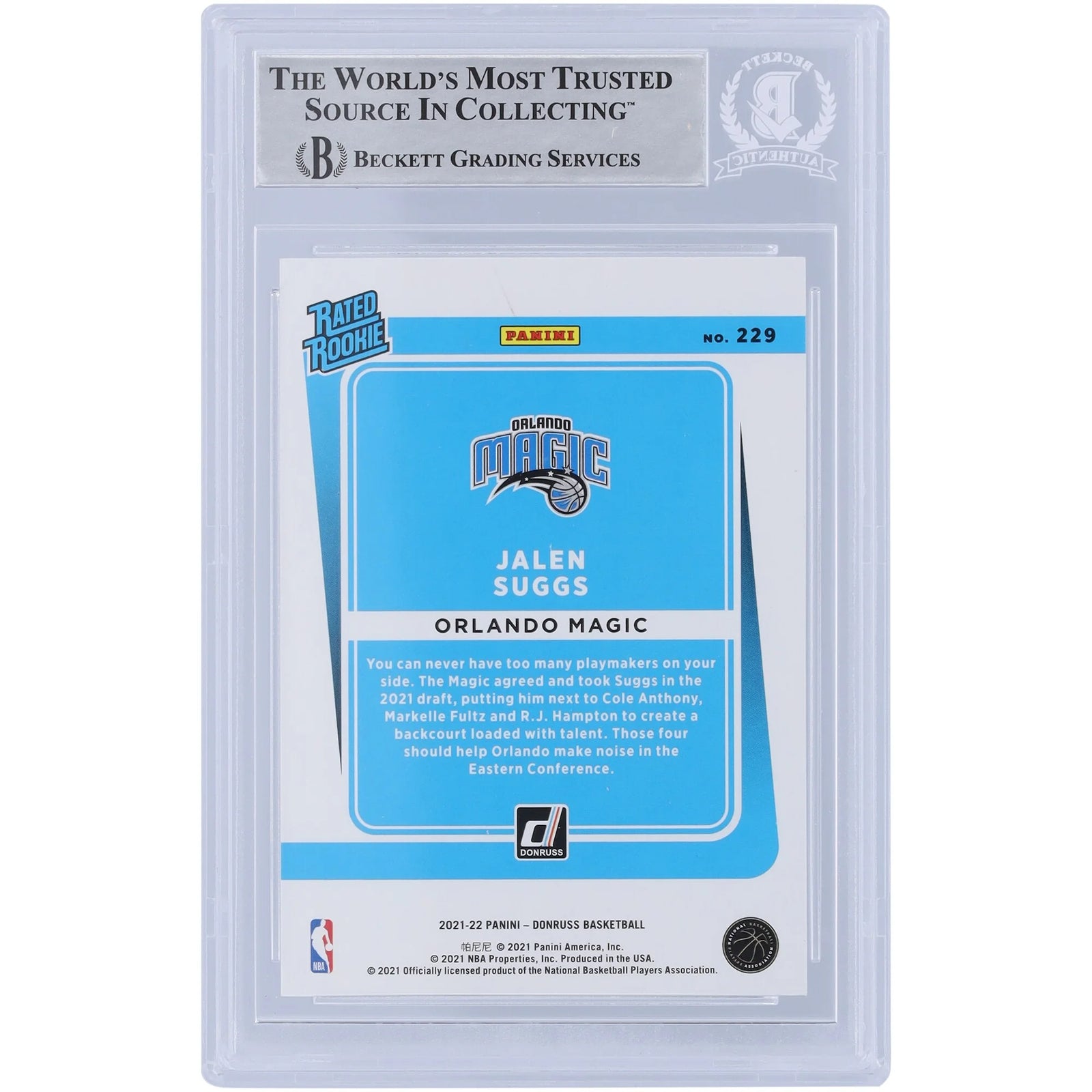 Jalen Suggs Signed 2021-22 Panini Donruss Rated Rookie #229 | Go Magic Inscription