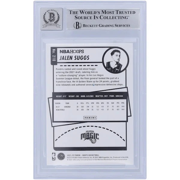 Jalen Suggs Signed 2021-22 Panini NBA Hoops #210 Rookie Card | Go Magic Inscription