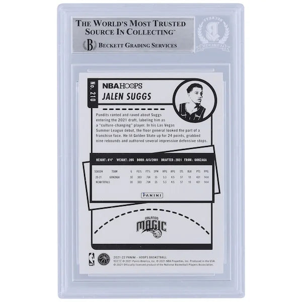 Jalen Suggs Signed 2021-22 Panini NBA Hoops #210 Rookie Card | Beckett Witnessed