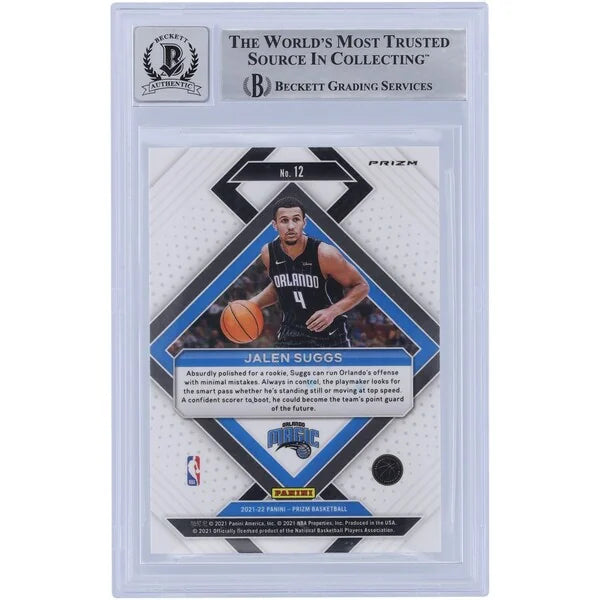 Jalen Suggs Signed 2021-22 Panini Prizm Emergent Silver Rookie #12 Card | Beckett 10