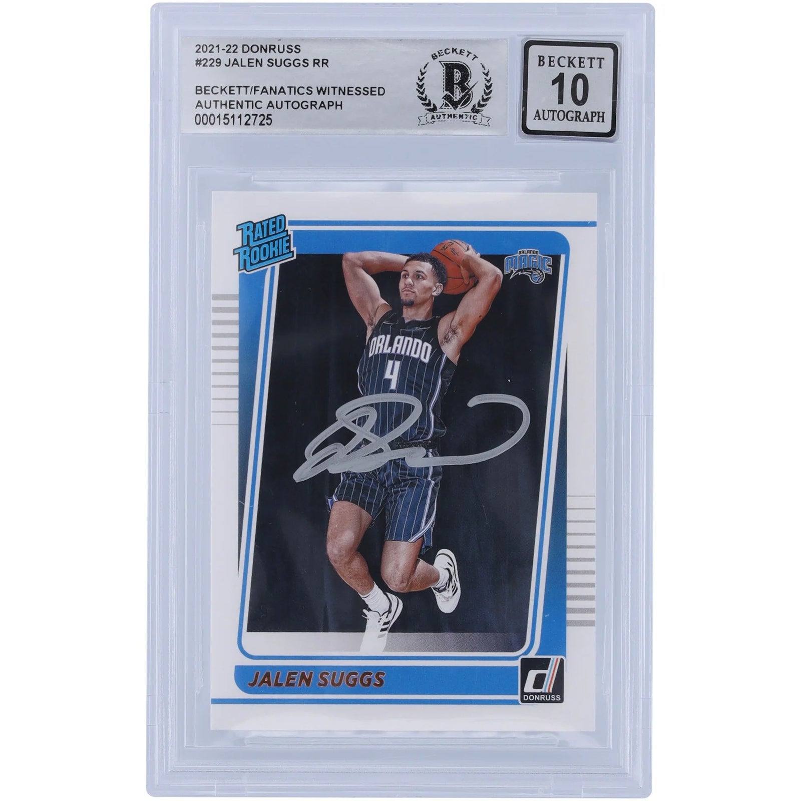 Jalen Suggs Signed 2021-22 Panini Donruss Rated Rookie #229 | BGS 10