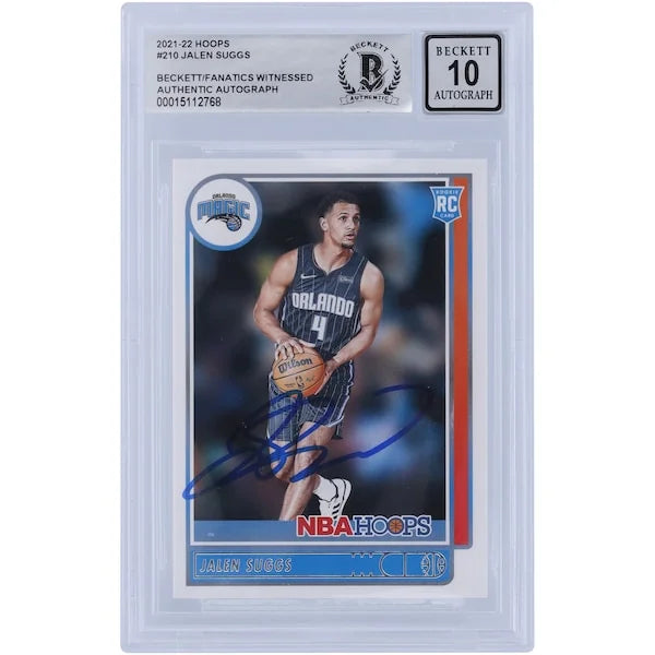 Jalen Suggs Signed 2021-22 Panini NBA Hoops #210 Rookie Card | BGS 10