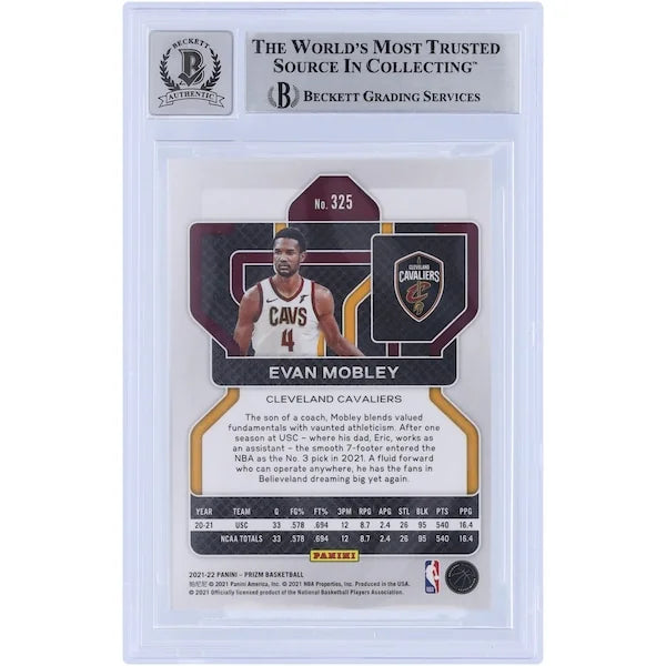 Evan Mobley Signed 2021-22 Panini Prizm #325 Rookie Card | Beckett 10