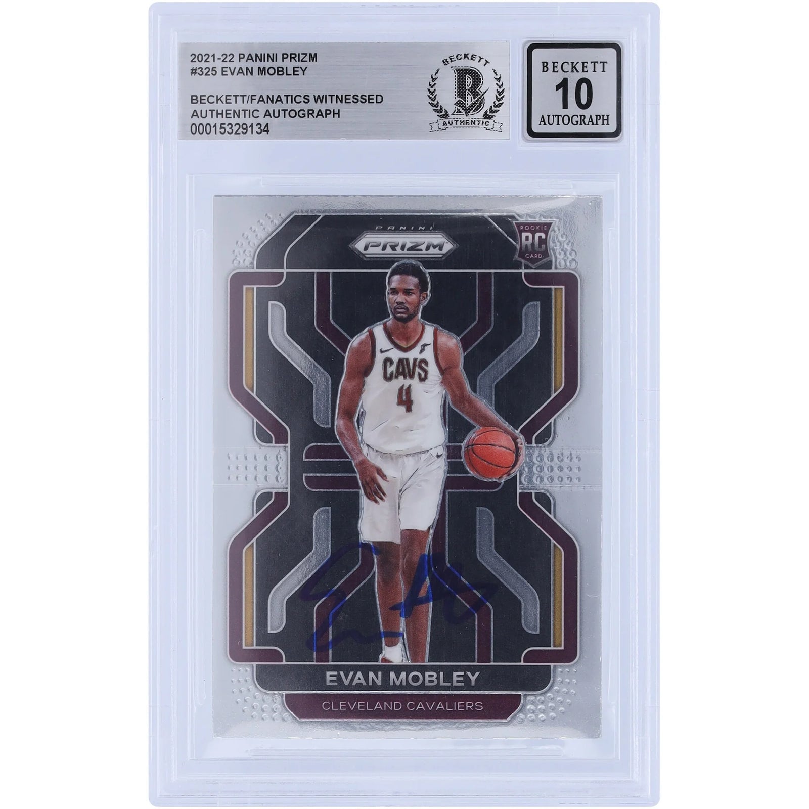 Evan Mobley Signed 2021-22 Panini Prizm #325 Rookie Card | Beckett 10