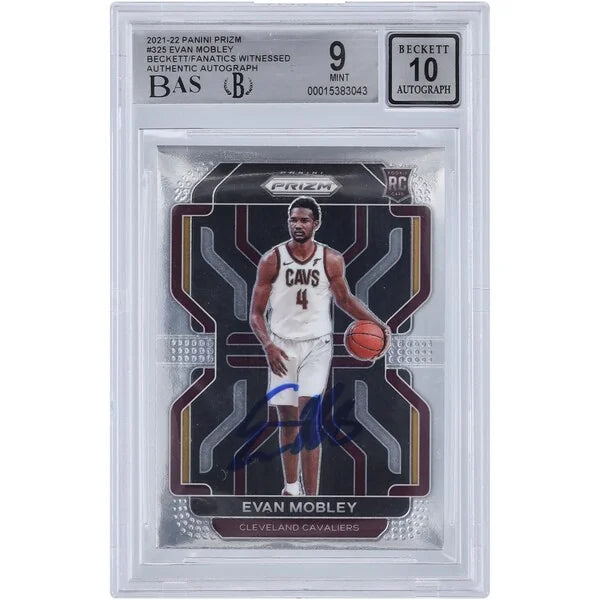 Evan Mobley Signed 2021-22 Panini Prizm #325 Rookie Card | Beckett 9