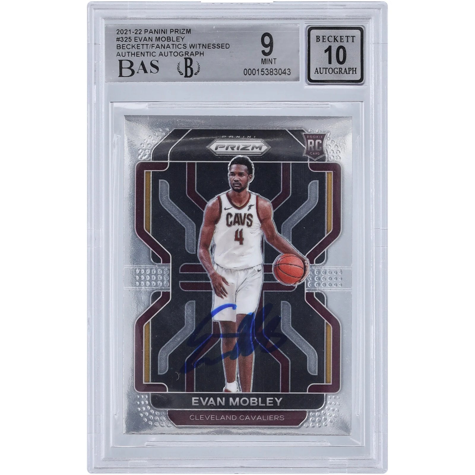 Evan Mobley Signed 2021-22 Panini Prizm #325 Rookie Card | Beckett 9
