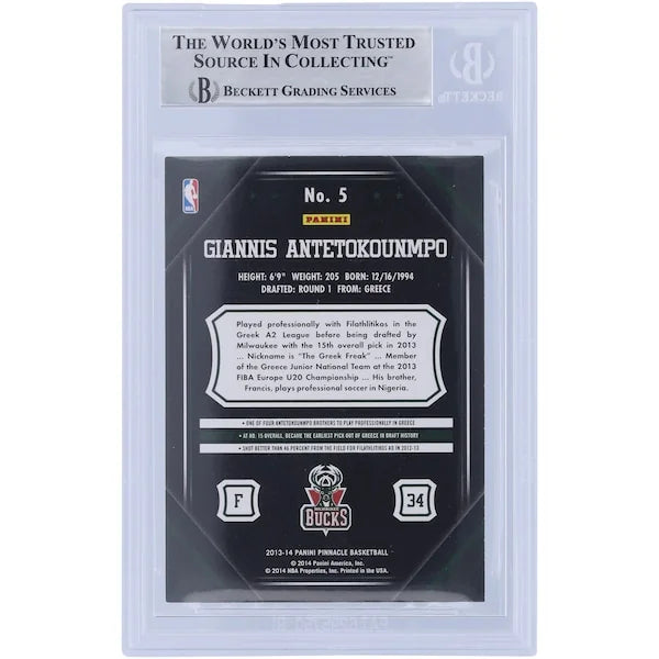 Giannis Antetokounmpo Signed 2013-14 Panini Pinnacle Rookie #5 Card | Beckett Authenticate