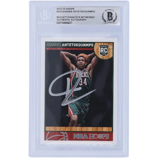 Giannis Antetokounmpo Signed 2013-14 Panini Hoops #275 Rookie Card | Beckett Witnessed