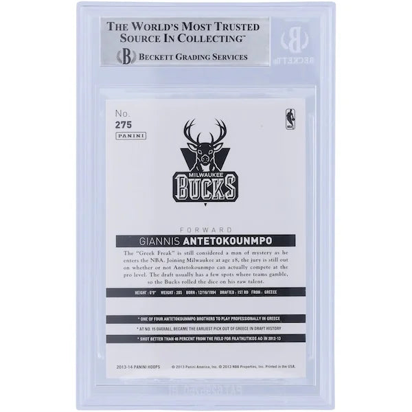 Giannis Antetokounmpo Signed 2013-14 Panini Hoops #275 Rookie Card | Beckett Witnessed