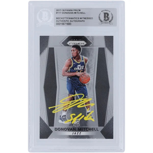 Donovan Mitchell Signed 2017-18 Panini Prizm #117 Rookie Card | SPIDA Inscription