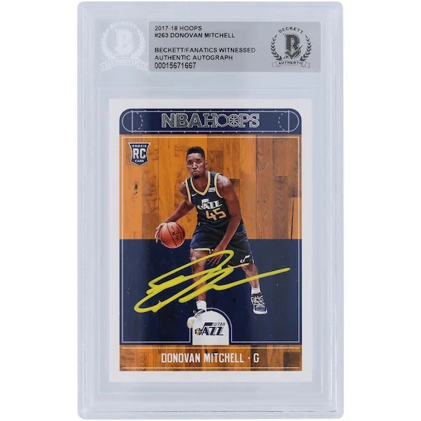 Donovan Mitchell Signed 2017-18 Panini Hoops #263 Rookie Card | Beckett Authenticated