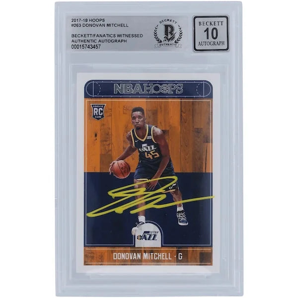 Donovan Mitchell Signed 2017-18 Panini Hoops Rookie Card #263 | Beckett Grade 10