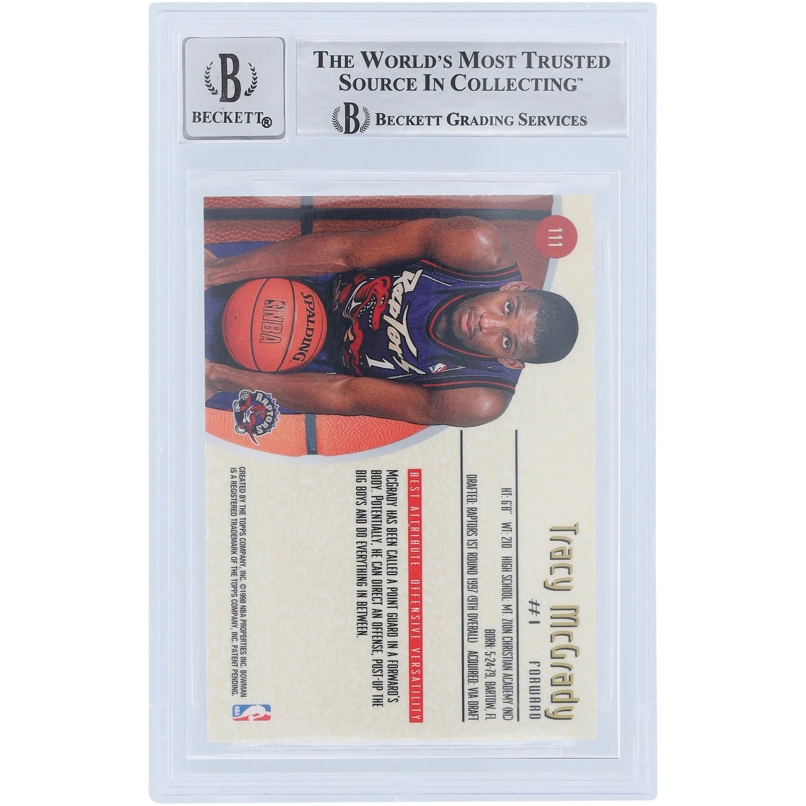 Tracy McGrady Signed 1997-98 Bowman Best #111 Rookie Card | Beckett 9