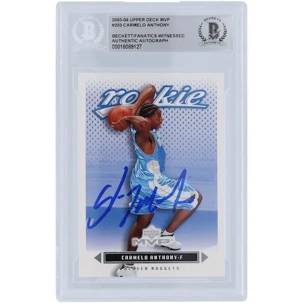Carmelo Anthony Signed 2003-04 Upper Deck MVP #203 Rookie Card | Beckett Authenticated