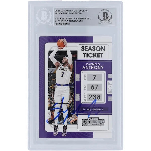 Carmelo Anthony Signed 2021-22 Panini Contenders #82 Card | Lakers