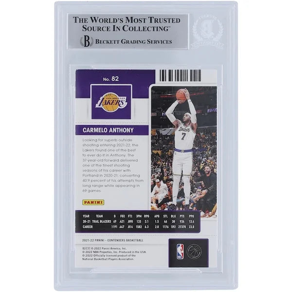 Carmelo Anthony Signed 2021-22 Panini Contenders #82 Card | Lakers