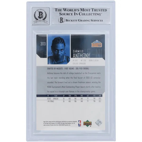 Carmelo Anthony Signed 2003-04 Upper Deck Star Rookie #303 | Graded 10