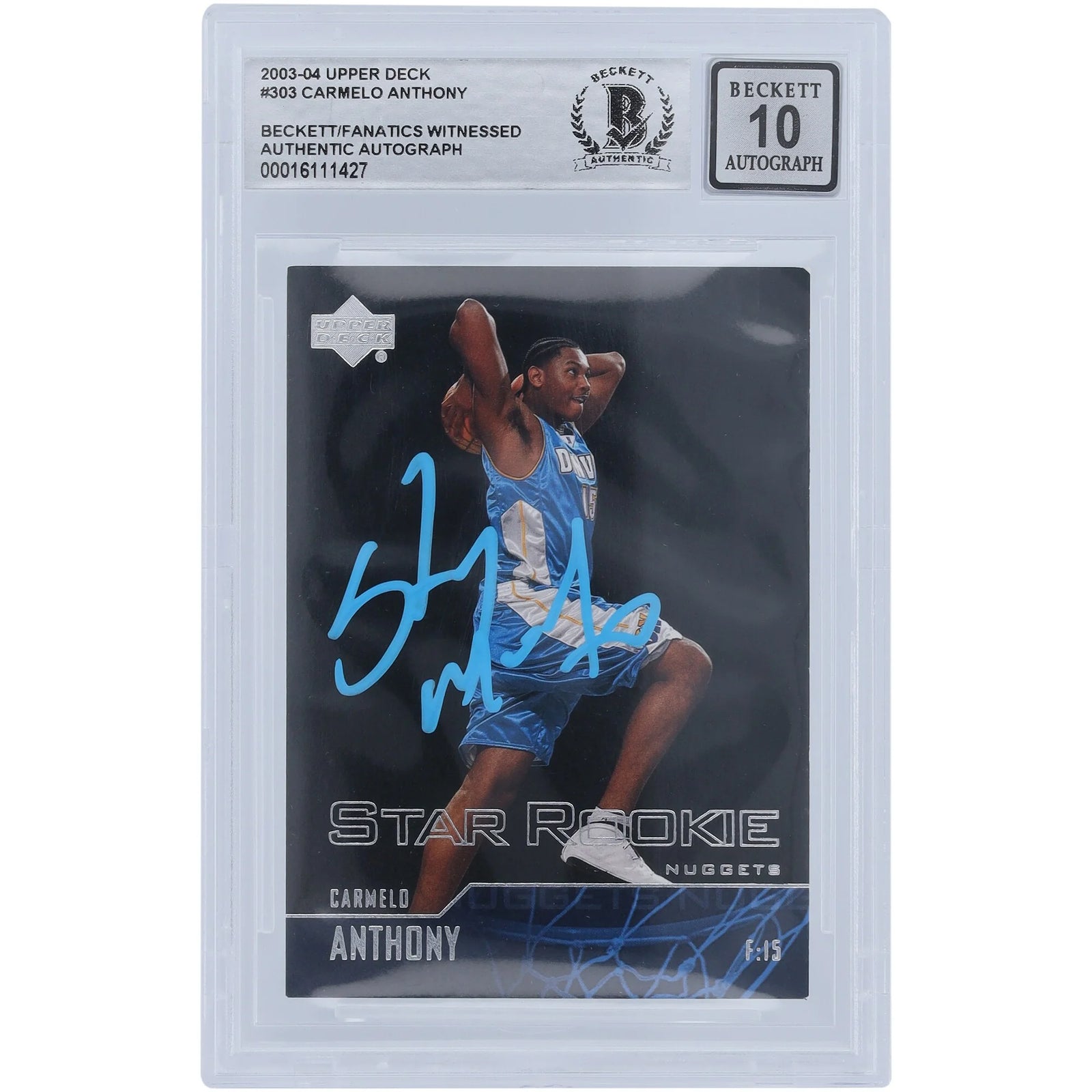 Carmelo Anthony Signed 2003-04 Upper Deck Star Rookie #303 | Graded 10