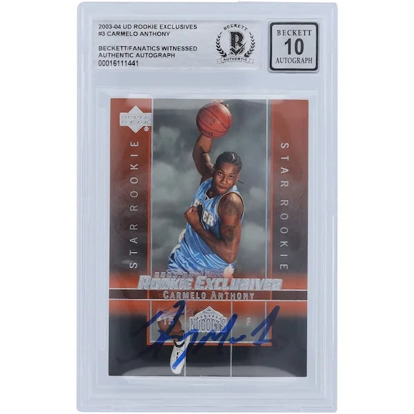 Carmelo Anthony Signed 2003-04 Upper Deck Rookie Exclusives #3 | Graded 10