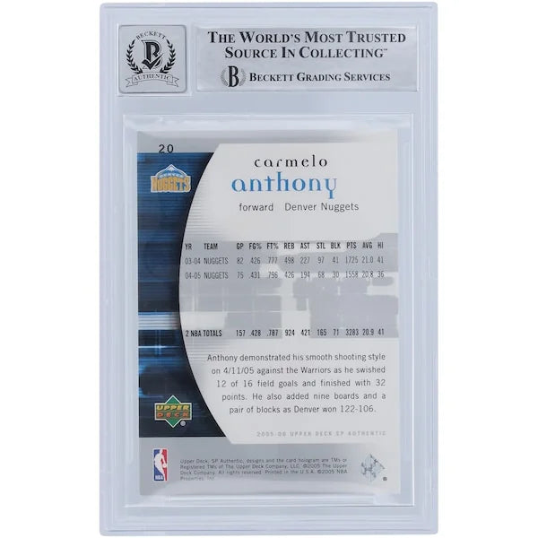 Carmelo Anthony Signed 2005-06 Upper Deck SP Authentic #20 | Graded 9