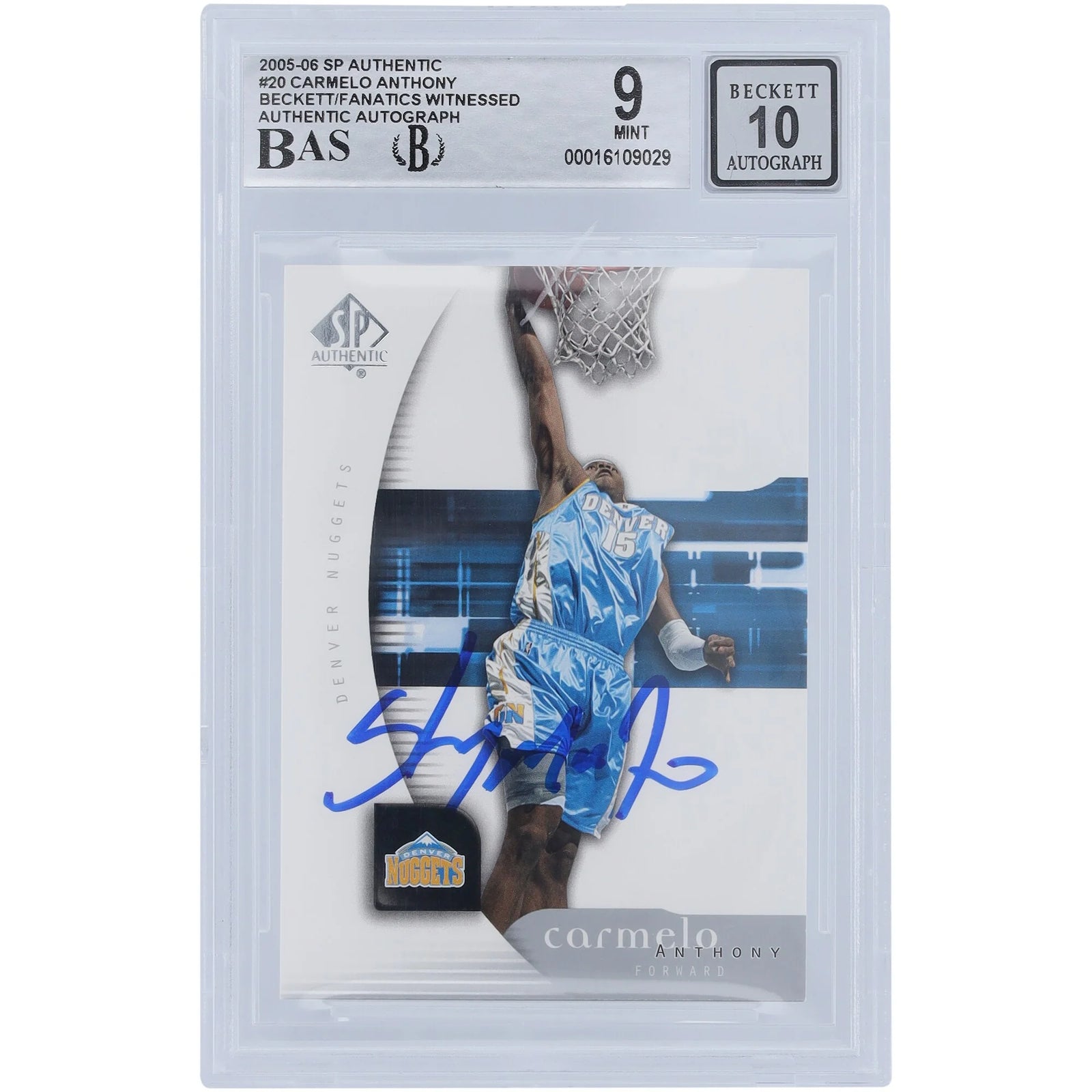 Carmelo Anthony Signed 2005-06 Upper Deck SP Authentic #20 | Graded 9