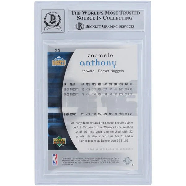 Carmelo Anthony Signed 2005-06 Upper Deck SP Authentic #20 | Graded 10