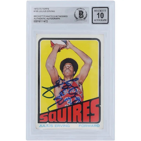 Julius Erving Signed 1972-73 Topps #195 Rookie Card | Virginia Squires