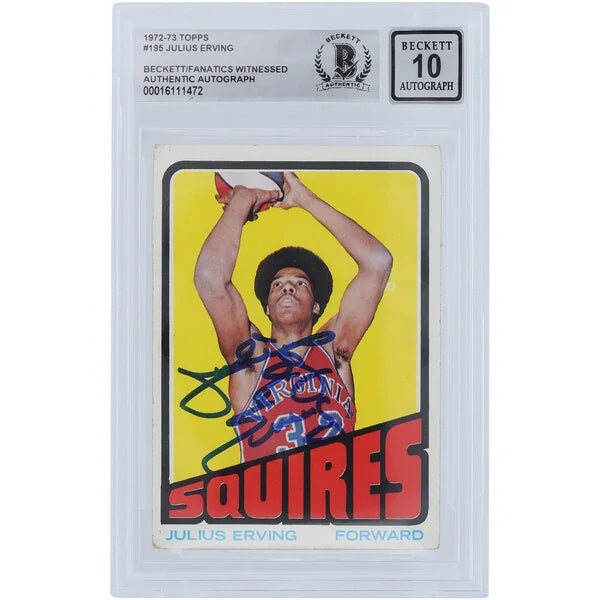 Julius Erving Signed 1972-73 Topps #195 Rookie Card | Virginia Squires