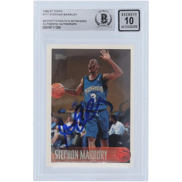 Stephon Marbury Signed 1996-97 Topps #177 Rookie Card | Beckett Graded 10