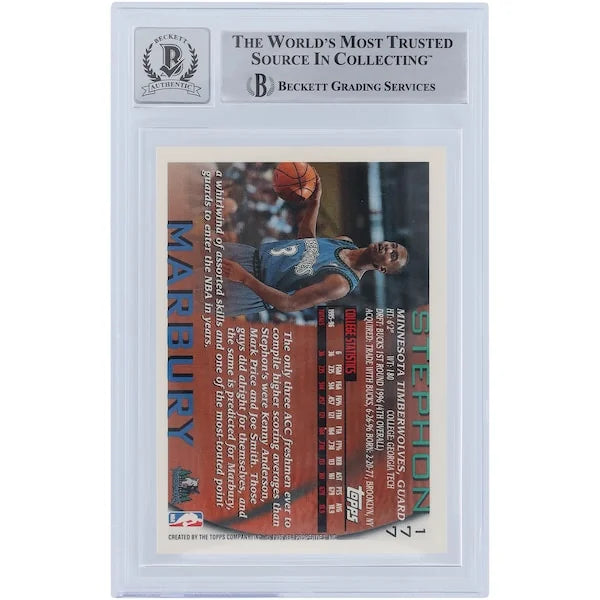 Stephon Marbury Signed 1996-97 Topps #177 Rookie Card | Beckett Graded 10